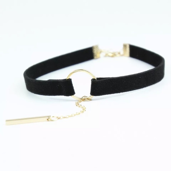 ⚜️[𝟯/$𝟮𝟴]⚜️Gold Bar Drop Black 3/8” Choker NEW - Picture 2 of 9